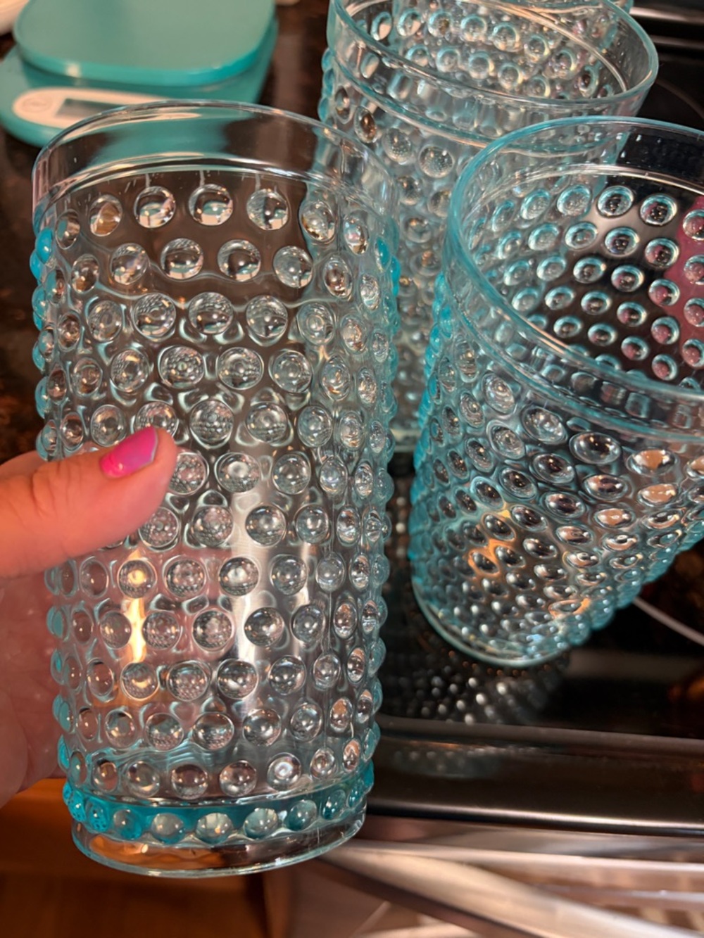 Set of 4 Aqua Bubble Glass Tumblers - Picture 2 of 4